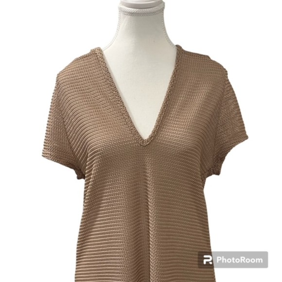 Jordan Taylor Womens Brown Beige Deep V-Neck Hooded Swimsuit Cover Up Size Small - Picture 1 of 12
